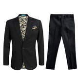 Mens Cotton Stretch Fashion Modern Slim Fit Black Suit