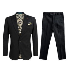 Mens Cotton Stretch Fashion Modern Slim Fit Black Suit