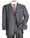 Three Button Suit - Classic Fit Pleated Pants - Mens 3 Button Vested Peak Lapel Denim Black Suit
