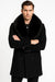 Mens Black Double-Breasted Overcoat with Oversized Faux Fur Collar – Winter Luxury Coat