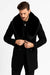 Mens Black Double-Breasted Overcoat with Oversized Faux Fur Collar – Winter Luxury Coat