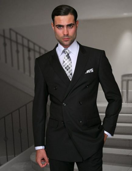Statement Men's 2 Piece 100% Wool Fashion Suit - Double Breasted Modern Fit
