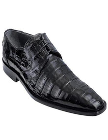 Mens Los Altos Black Genuine Caiman Belly Lace-Up Handmade in North America