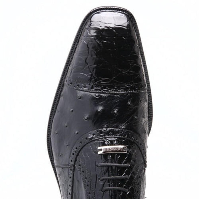 Belvedere Mens Black Genuine Crocodile Ostrich Shoes Onesto - Image 3