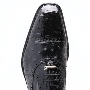 Belvedere Mens Black Genuine Crocodile Ostrich Shoes Onesto