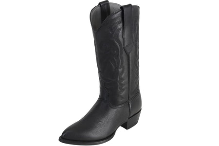 Los Altos Boots Men's Black Genuine Elk Leather J Toe Handmade Replaceable Heel Dress Cowboy Boot Cheap Priced For Sale Online