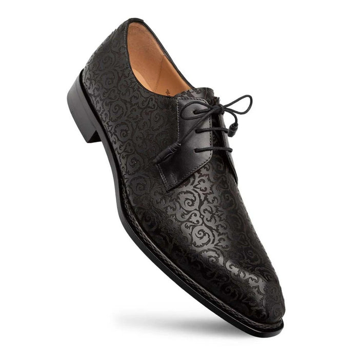 Mezlan Men's Lontani Black Leather Brogue Derby Shoes – Lace-Up Dress Style