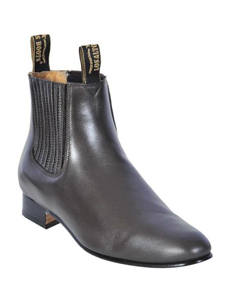 Black Los Altos Boots Men's Charro Botin Short Ankle Deer Leather Boots