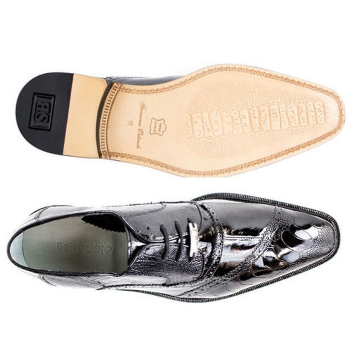 Belvedere Black Ostrich Eel Exotic Brogue Shoes Nino OB4 - Image 2