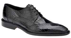 Belvedere Black Ostrich Eel Exotic Brogue Shoes Nino OB4