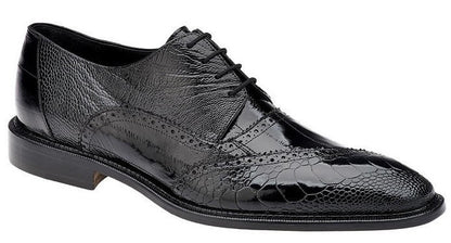 Belvedere Black Ostrich Eel Exotic Brogue Shoes Nino OB4