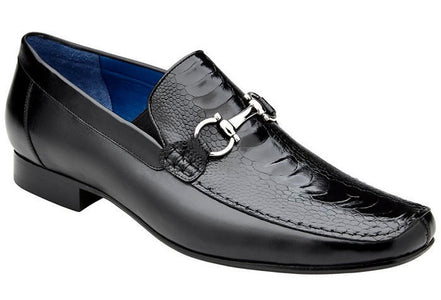 Belvedere Men's Black Ostrich Leg Loafer Bruno