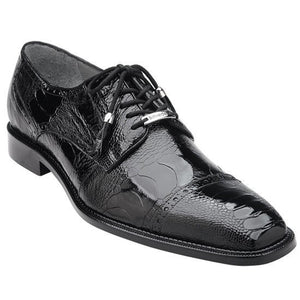Belvedere Mens Black Ostrich Leg Shoes Batta 14006