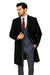 Men's Dress Coat Three Button  Wool ~ Poly Blend  Black Overcoat