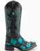 Ferrini Men's Patchwork Square Toe Boots Handcrafted - Black and Teal Boots