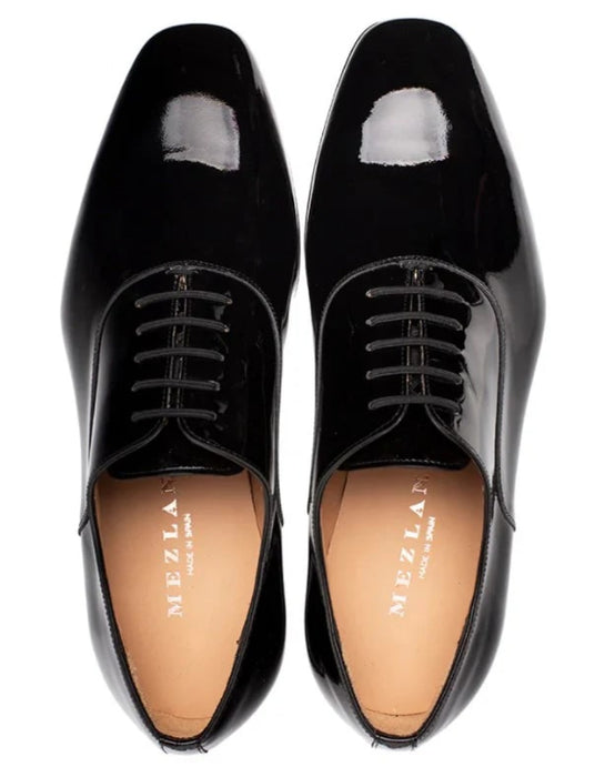 Mens Mezlan Shoes Black Patent Leather Cap Toe Oxfords
