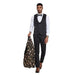 2026 Black & Pink Shiny Floral Mens 3pc Suit by Tazzio