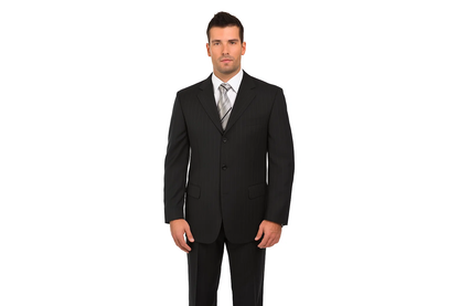 Cheap Priced Men'S Dress Suit For Sale 2or3or4 Button Style Normal Black Pinstripe Light Weight On Sale - Image 2