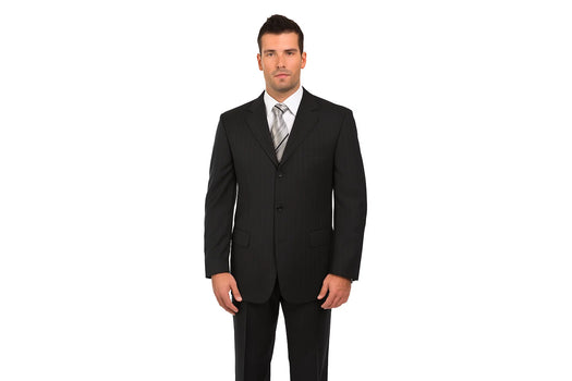 Cheap Priced Men'S Dress Suit For Sale 2or3or4 Button Style Normal Black Pinstripe Light Weight On Sale - Image 2