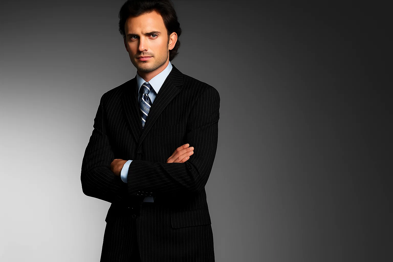 Available in 2 or 3 Buttons Style Regular Classic Cut Black Pisntripe #Zt08 Men's Dress Cheap Priced Business Suits Clearance Sale Super 140's - Image 2