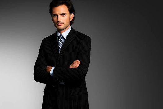 Available in 2 or 3 Buttons Style Regular Classic Cut Black Pisntripe #Zt08 Men's Dress Cheap Priced Business Suits Clearance Sale Super 140's - Image 2