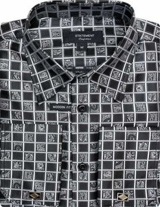 Mens Paisley Shirts - Club Fashion Dress Shirt Spread Collar in  Color Black Shirt