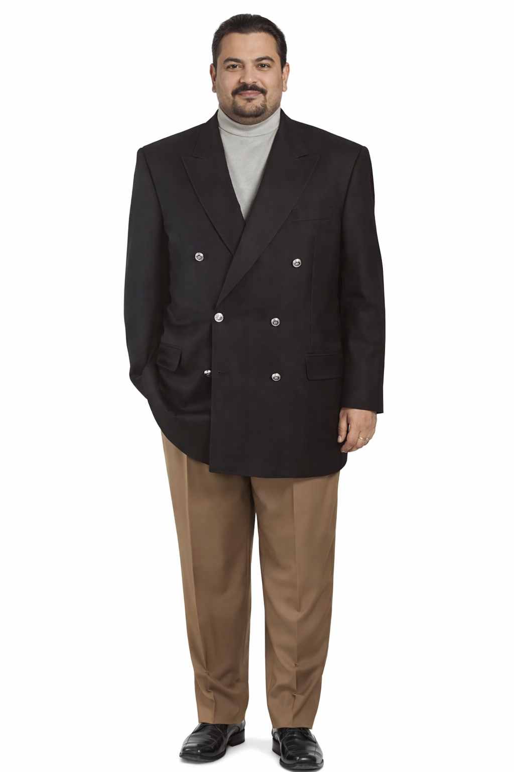 Black Six Button Double Breasted Suits Blazer Jacket Coat
