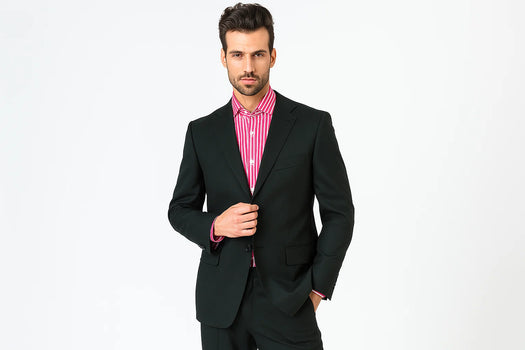 Jet Power Black Solid Black With Sheen!! Super 150'S Men'S Cheap Priced Business Suits Clearance Sale Side Back Vent Available In 2 Or 3 Buttons Style Regular Classic Cut - Image 2