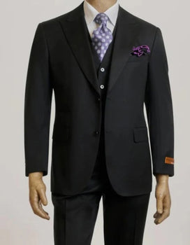 Steve Harvey Suits Clothing line - Steve Harvey Suits Mens Black Suit - Designer Brand Suit No Pleated Pants Modern Fit