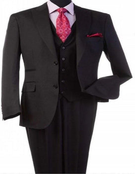 Steve Harvey Suits Clothing line - Steve Harvey Suits Men's Black 3 Piece Peak Lapel Suit