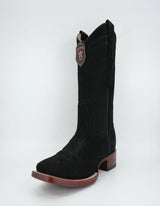 Los Altos Men's Nobuck Black Wide Square Leather Toe Boot