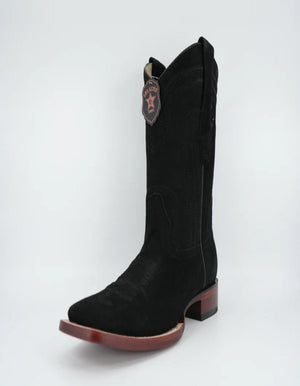 Los Altos Men's Nobuck Black Wide Square Leather Toe Boot