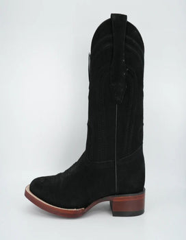 Los Altos Men's Nobuck Black Wide Square Leather Toe Boot - Image 4