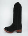 Los Altos Men's Nobuck Black Wide Square Leather Toe Boot