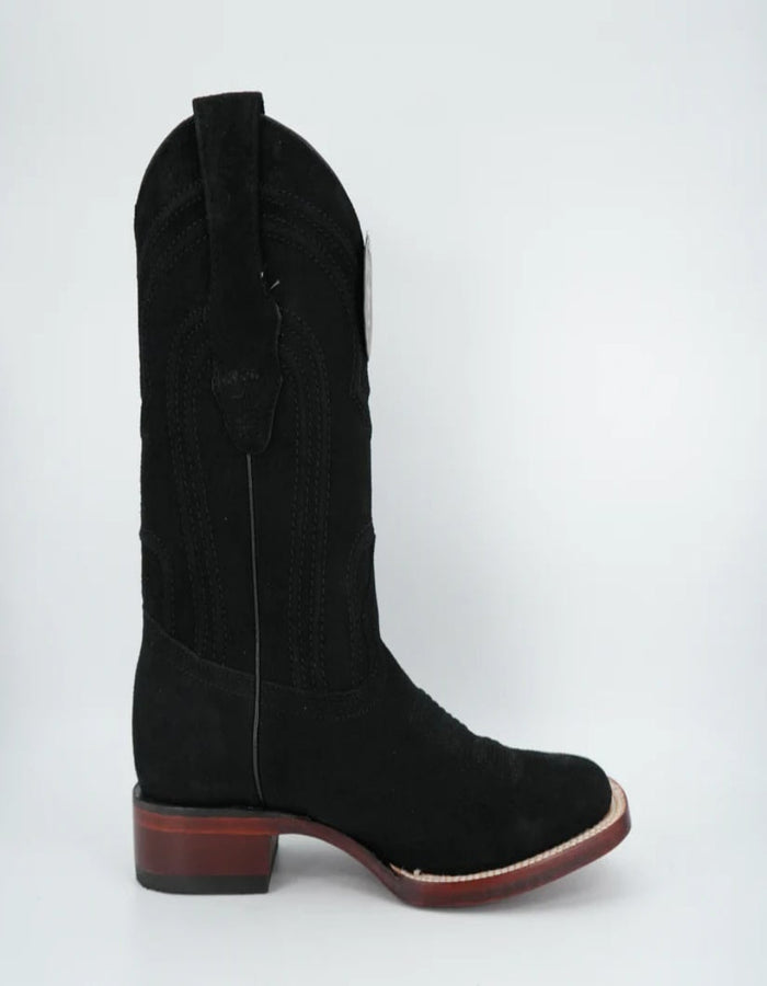 Los Altos Men's Nobuck Black Wide Square Leather Toe Boot - Image 3