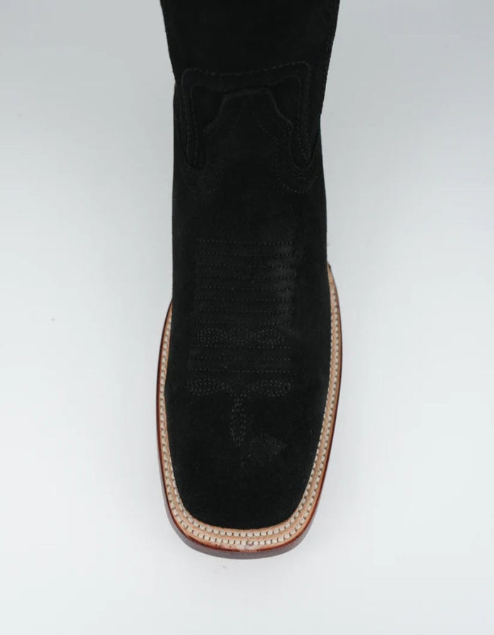 Los Altos Men's Nobuck Black Wide Square Leather Toe Boot - Image 5