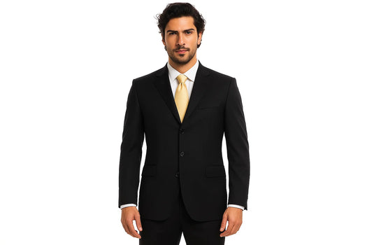 Black Super 140's Men's Cheap Priced Business Suits Clearance Sale Available in 2 or 3 Buttons Style Regular Classic Cut - Image 2