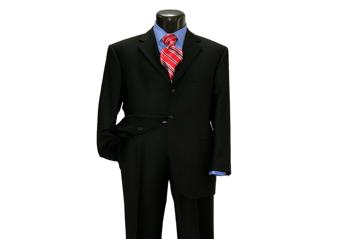 Black Super 150'S Wool Men's Cheap Priced Business Suits Clearance Sale Available In 2 Or 3 Buttons Style Regular Classic Cut Vented - Image 9