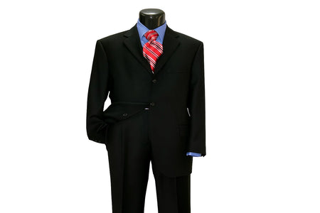 Black Super 150'S Wool Men's Cheap Priced Business Suits Clearance Sale Available In 2 Or 3 Buttons Style Regular Classic Cut Vented