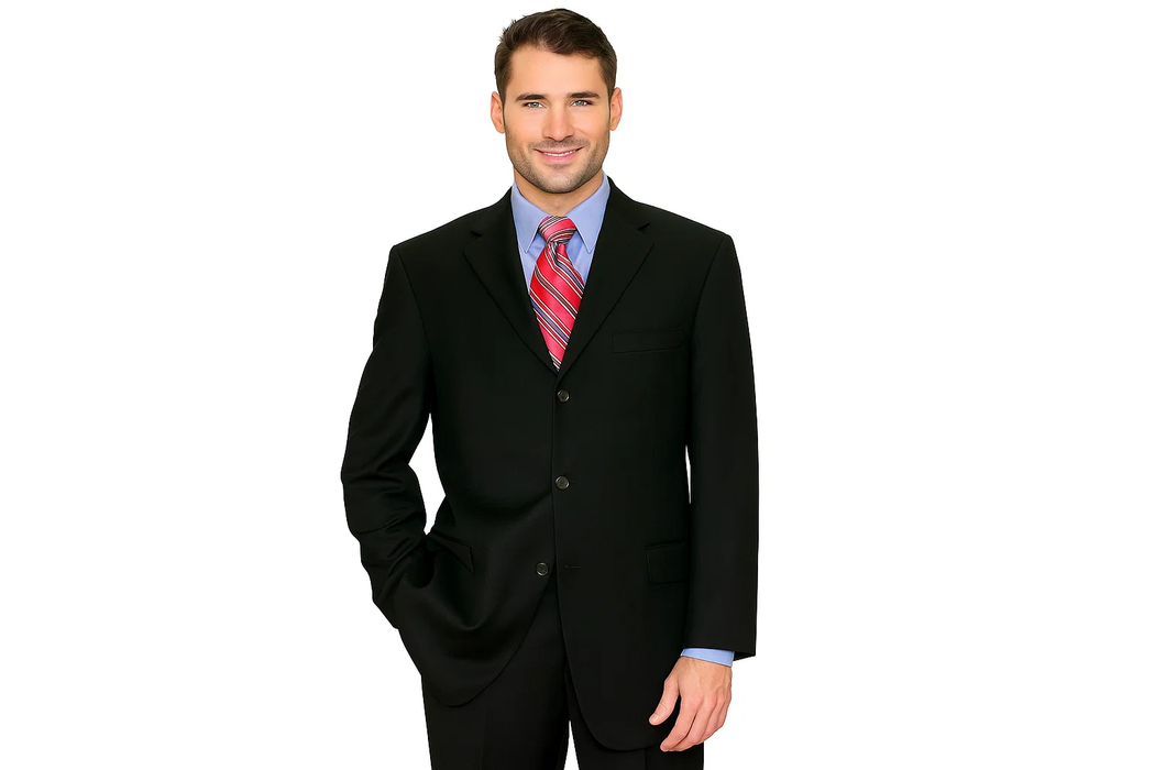 Black Super 150'S Wool Men's Cheap Priced Business Suits Clearance Sale Available In 2 Or 3 Buttons Style Regular Classic Cut Vented