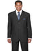 Three Button Suit - Classic Fit Pleated Pants - Mens Classic Fit 3 Button Tonal Pinstripe Black Suit