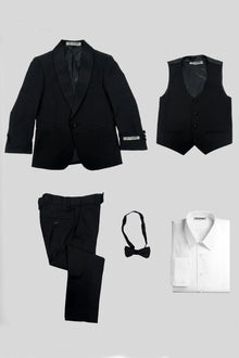 Hampton Stacy Adams Kids Five Piece Set Black Tuxedo