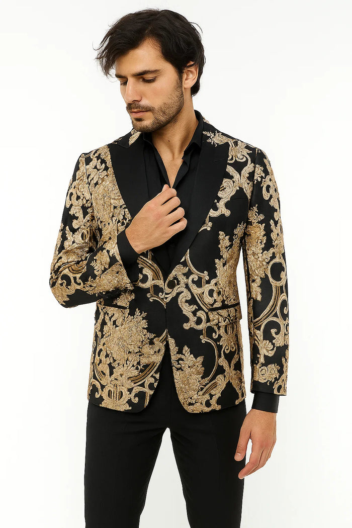 Black and Gold Prom Tuxedo