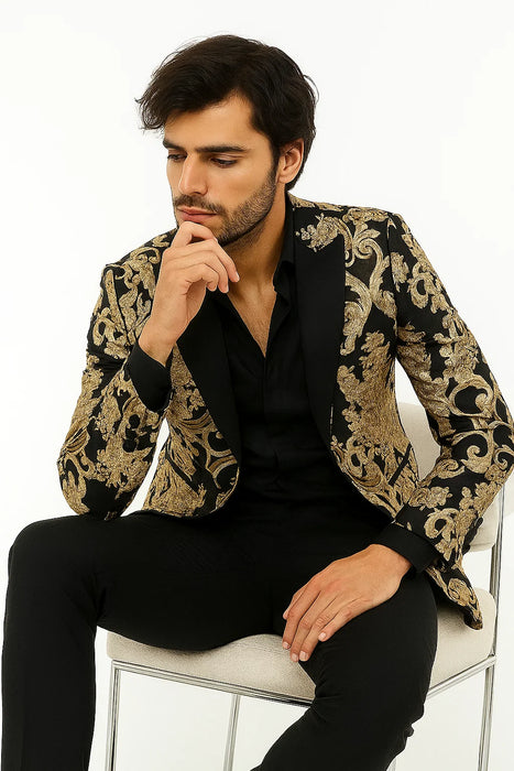 Black and Gold Prom Tuxedo