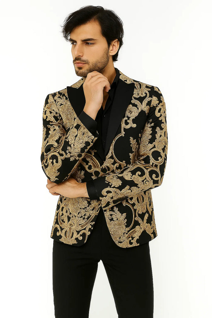 Black and Gold Prom Tuxedo