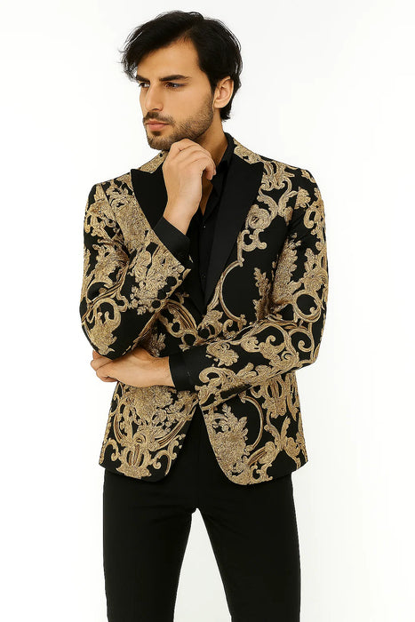 Black and Gold Prom Tuxedo