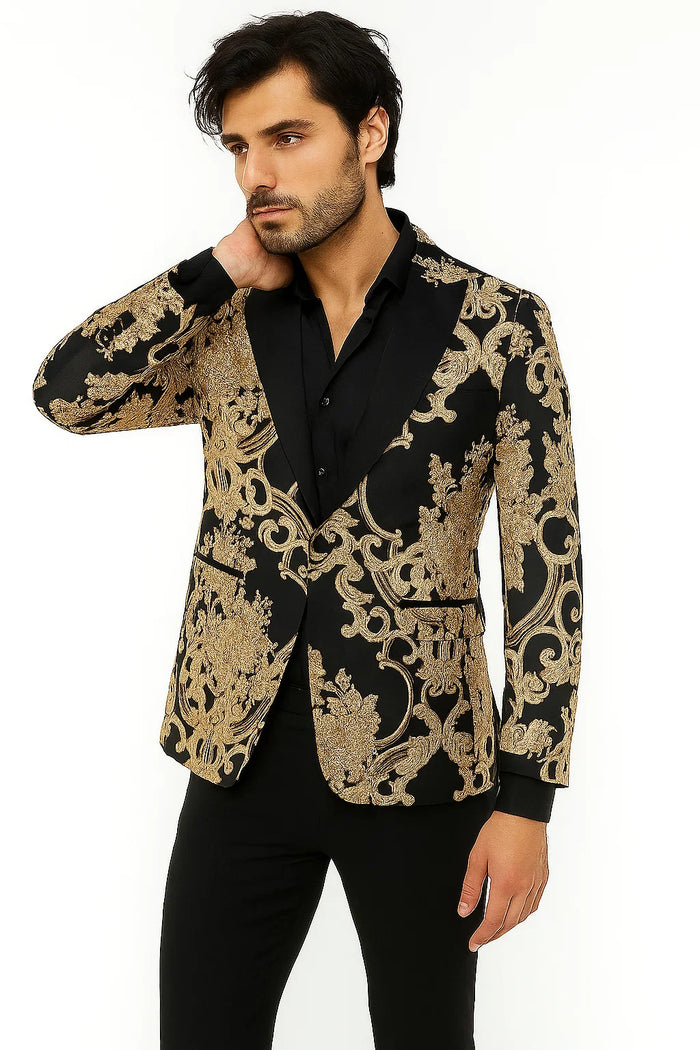 Black and Gold Prom Tuxedo