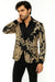 Mens Paisley Blazer - Rose Gold - Black and Gold Prom Tuxedo Dinner Jacket