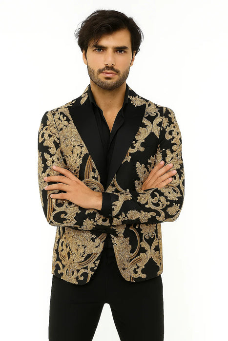 Black and Gold Prom Tuxedo