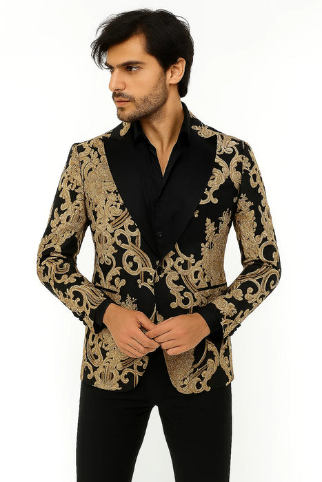 Black and Gold Prom Tuxedo